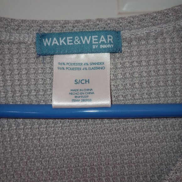 Grey waffle sweater with pockets Wake &Wear - Picture 3 of 9